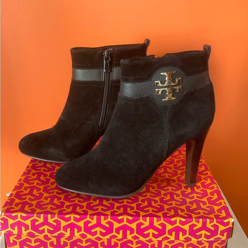 Tory Burch Suede and Leather Ankle Boots